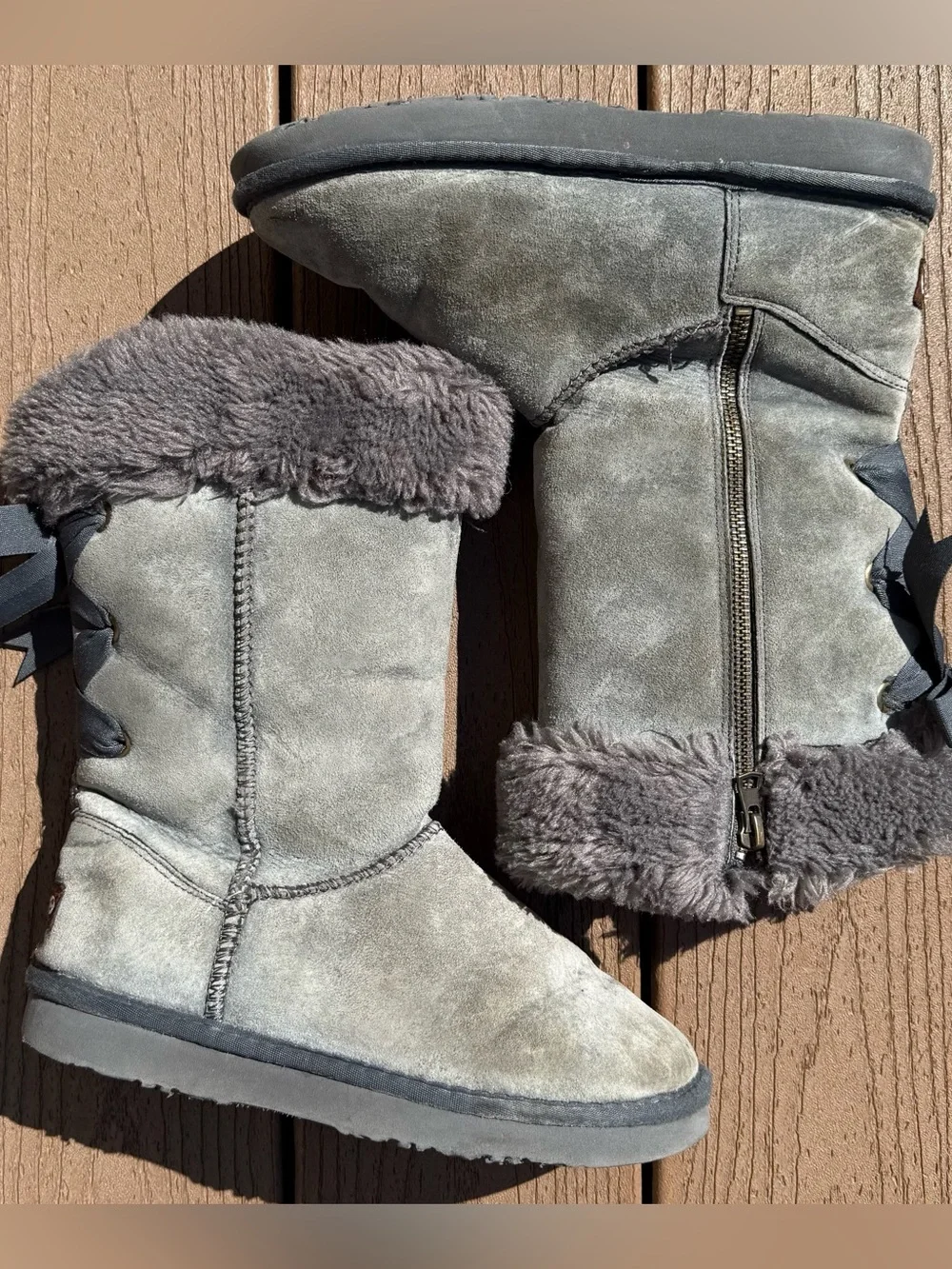 LAMO SUEDE WOMENS WATERPROOF BOW BACK FAUX FUR LINED WINTER BOOTS SIZE 5
